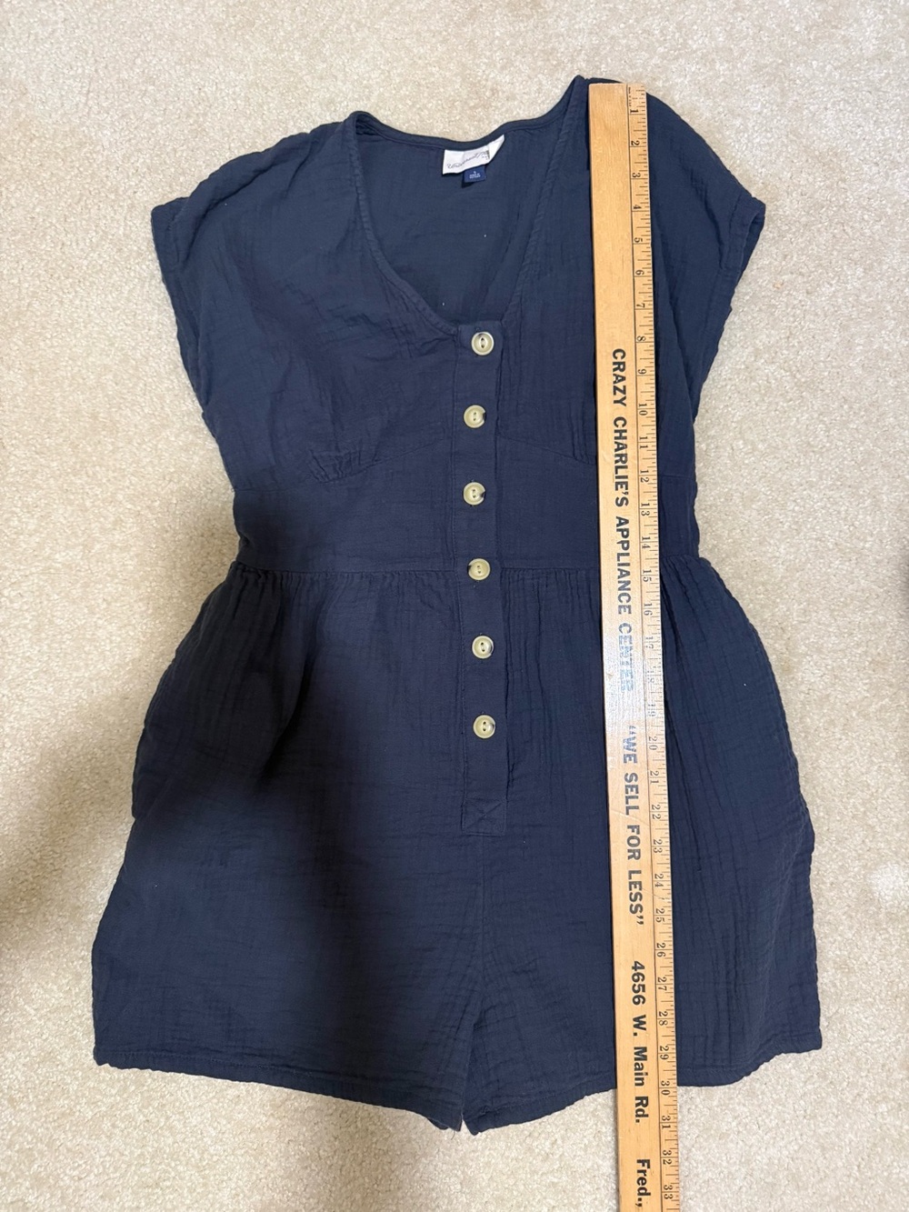 Universal Thread Navy V-Neck Button Romper - Picture 4 of 5